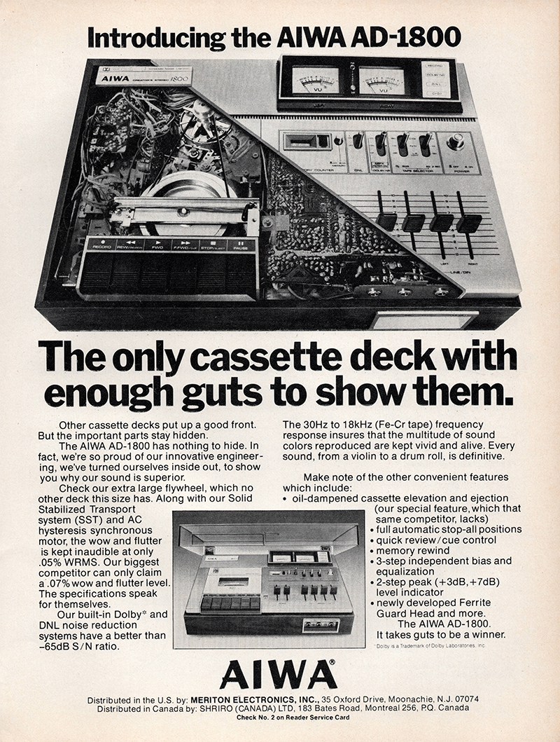 Aiwa advertisement in Audio, November 1976