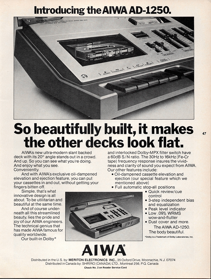 Aiwa advertisement in Audio, December 1976