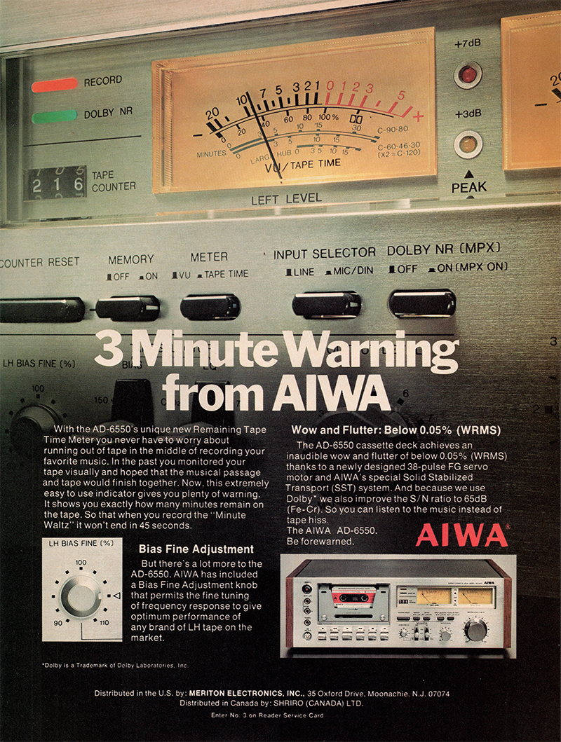 Aiwa advertisement in Audio, October 1977