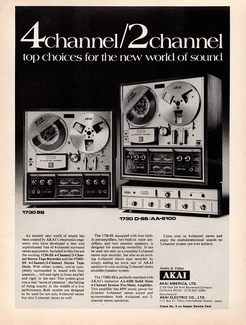Akai advertisement in Audio, August 1971