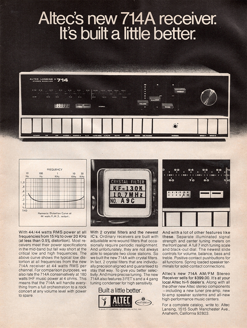 Altec advertisement in Audio, October 1970