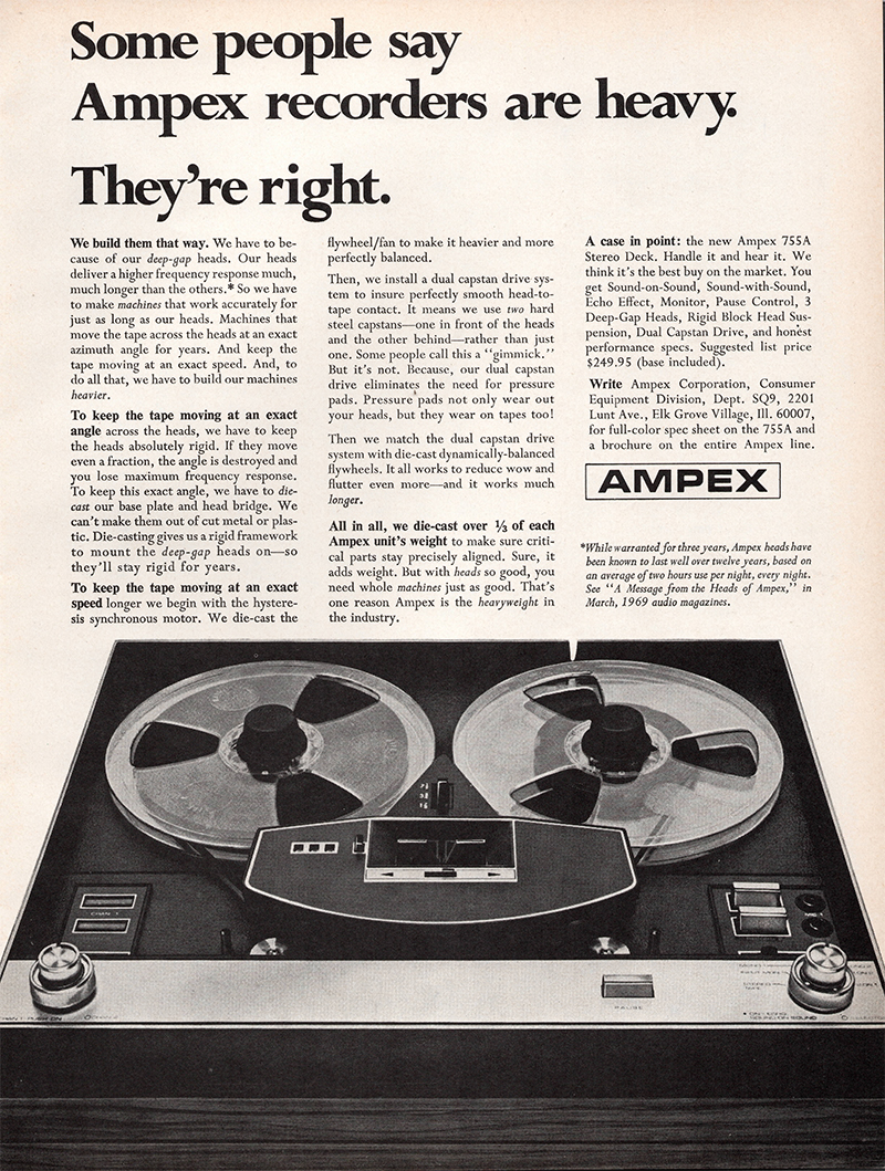 Ampex advertisement in Audio, November 1969