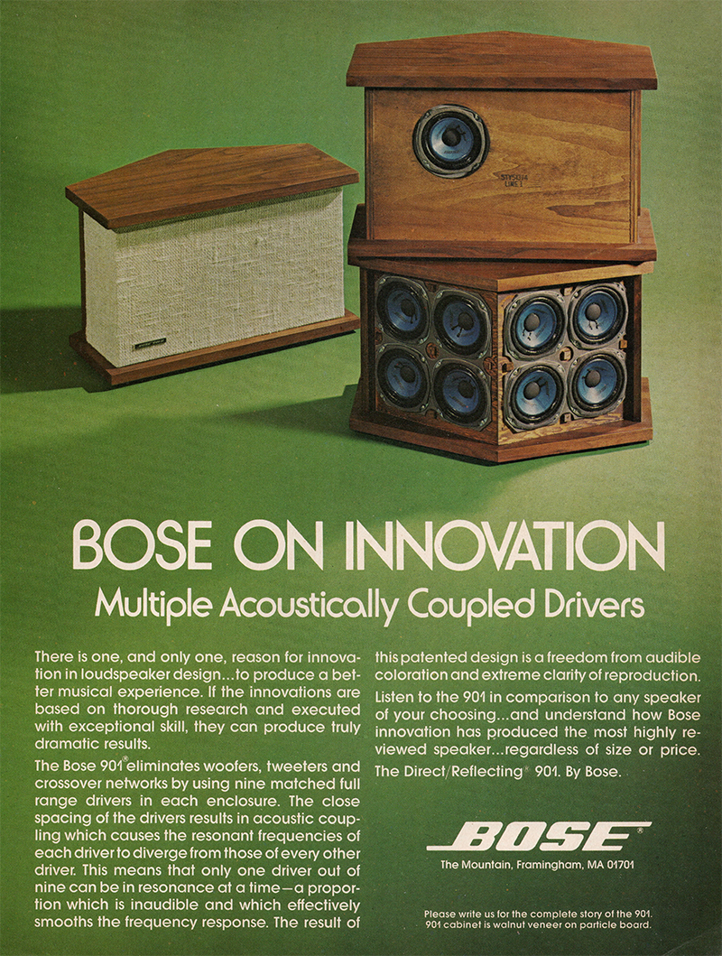 Bose advertisement in Audio, October 1975