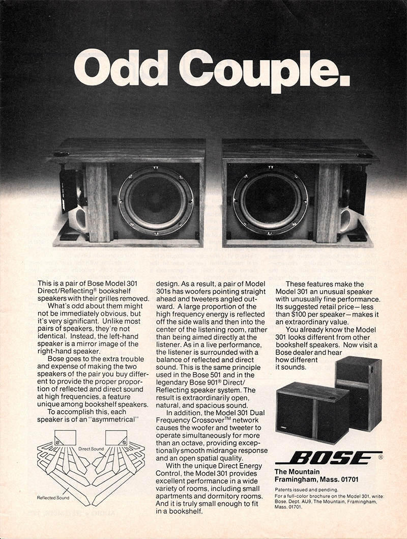 Bose advertisement in Audio, September 1976