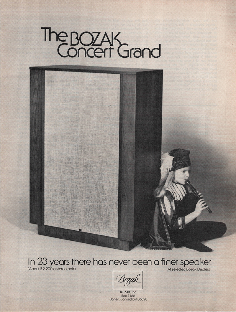 Bozak advertisement in Audio, January 1976