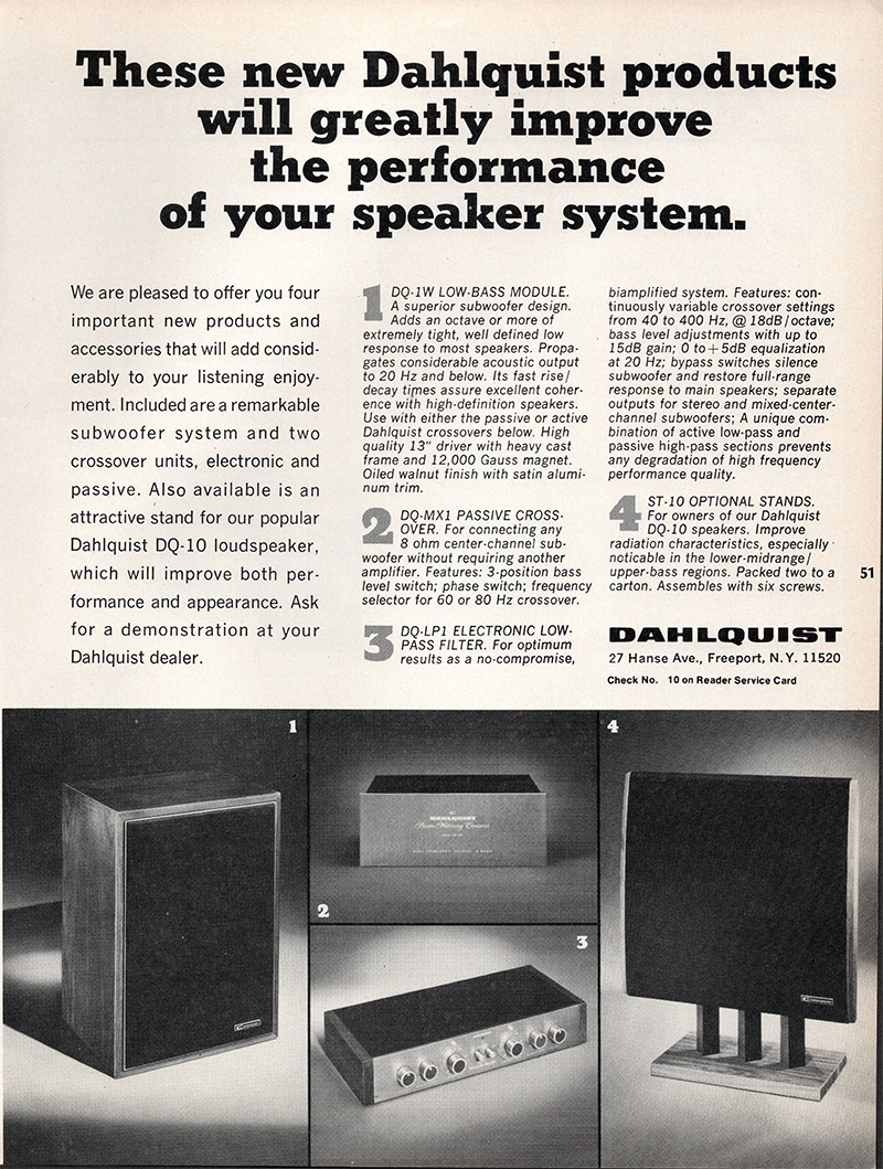 Dahlquist advertisement in Audio, December 1976