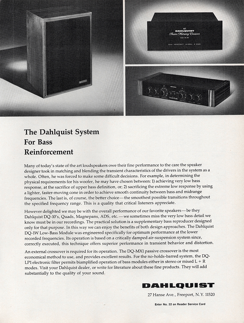 Dahlquist advertisement in Audio, October 1977