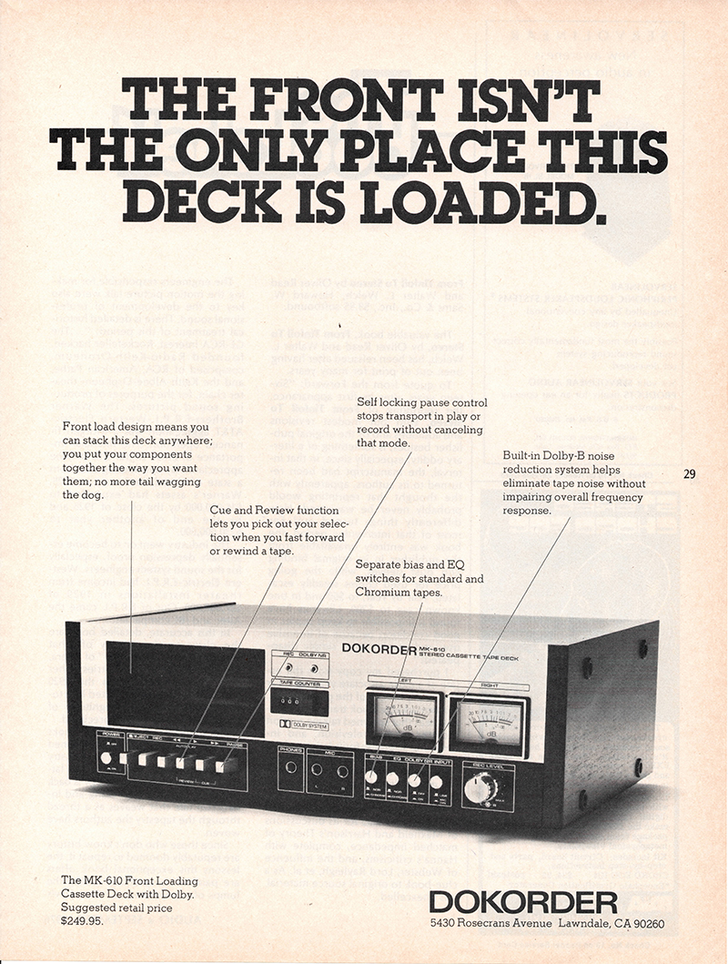 Dokorder advertisement in Audio, September 1976