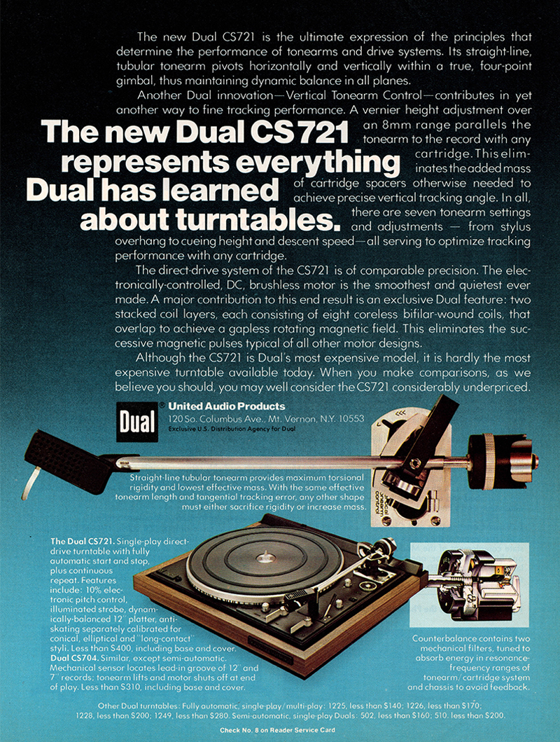 Dual advertisement in Audio, September 1976