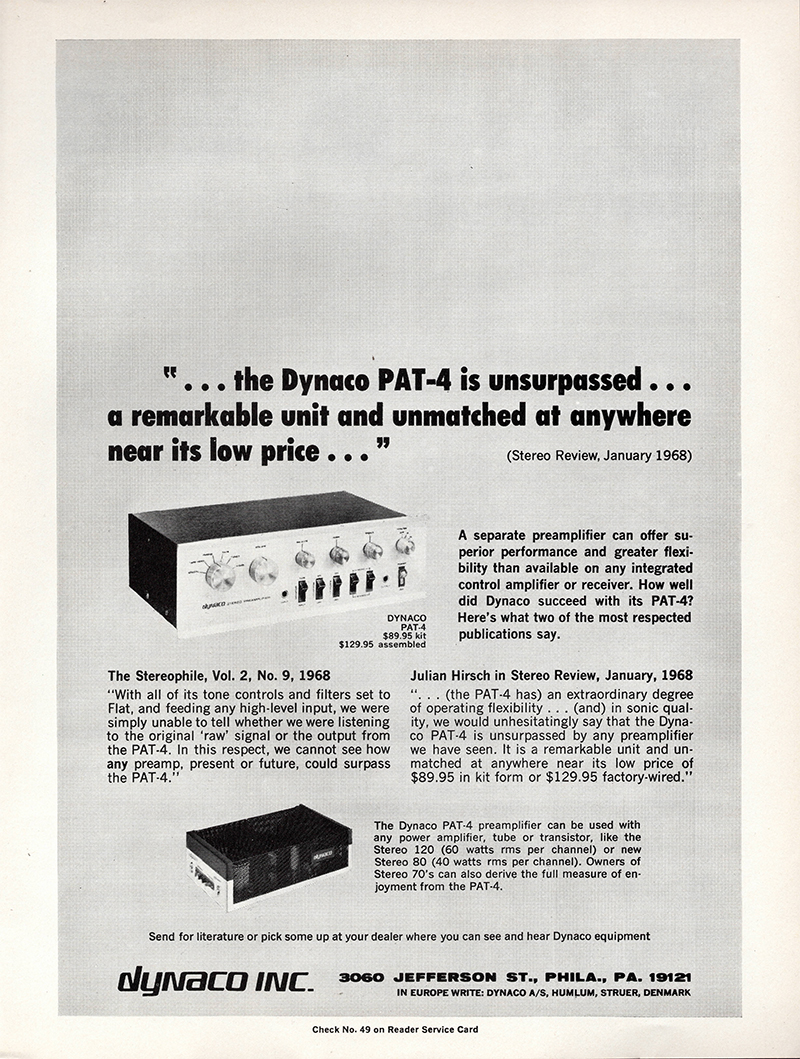 Dynaco advertisement in Audio, February 1970