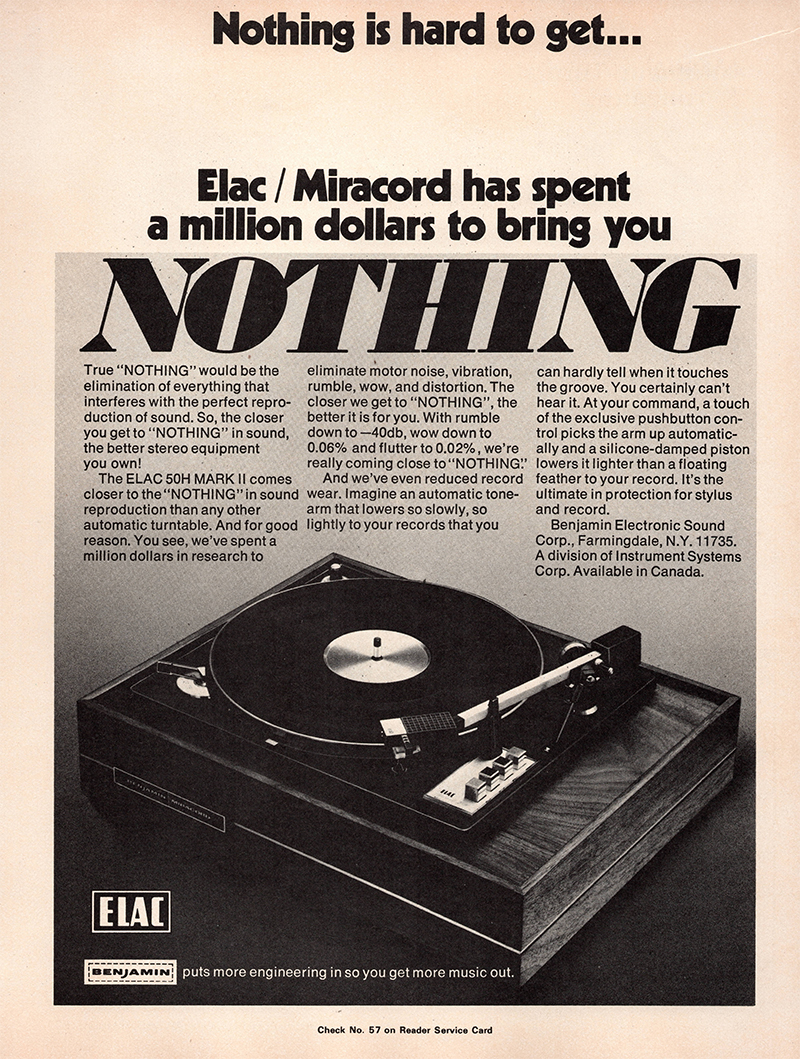 ELAC advertisement in Audio, September 1972