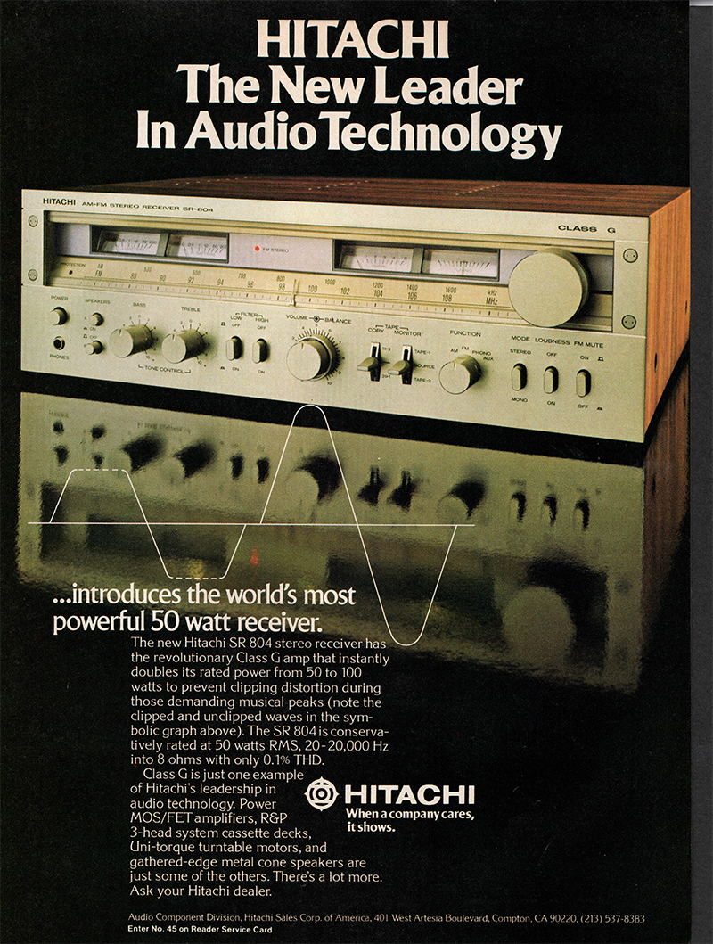 Hitachi advertisement in Audio, October 1978