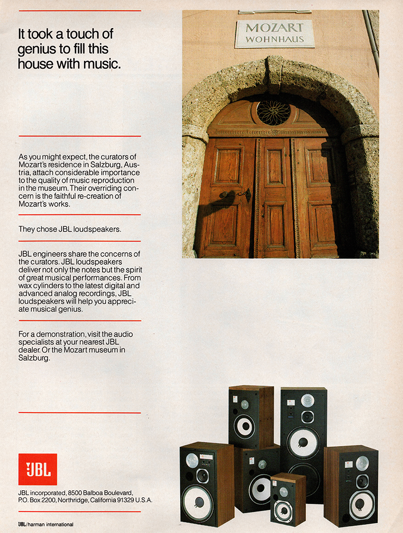 JBL advertisement in Audio, December 1983