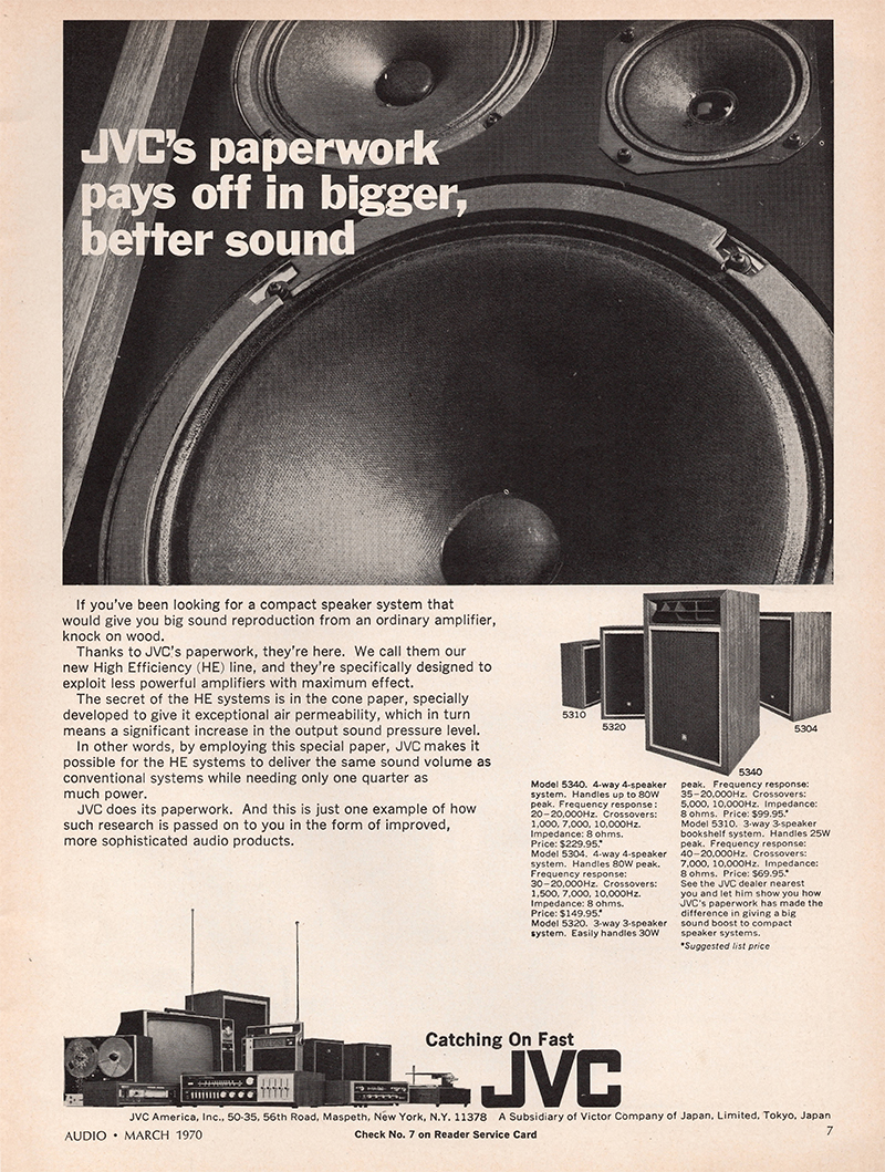 JVC advertisement in Audio, March 1970