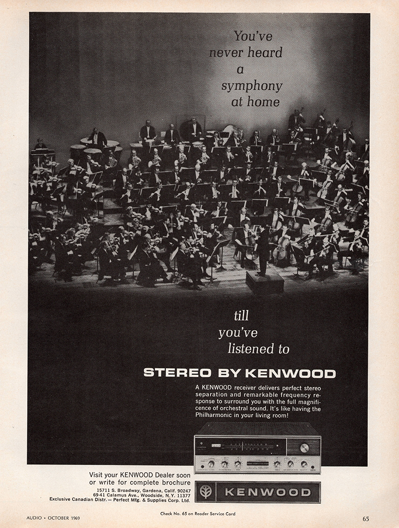 Kenwood advertisement in Audio, October 1969