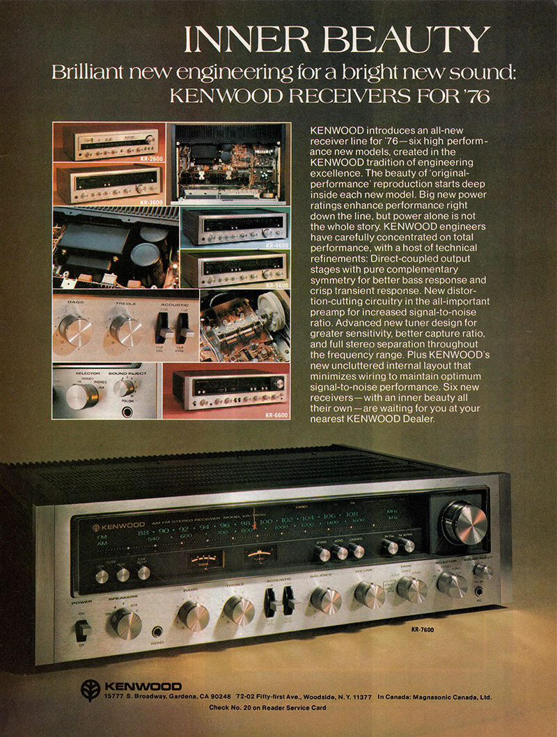 Kenwood advertisement in Audio, October 1976