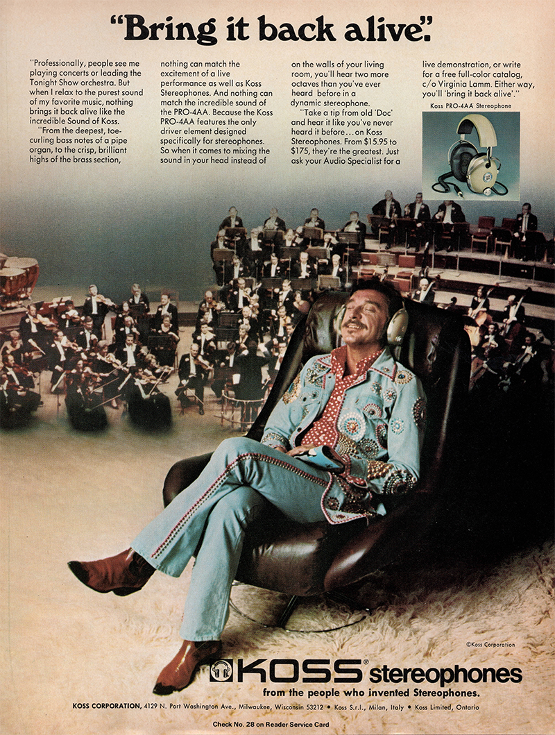 Koss advertisement in Audio, October 1975