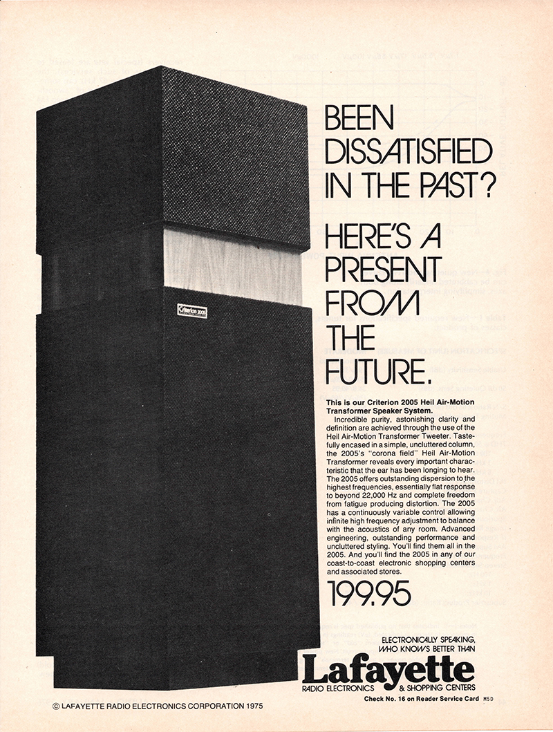 Lafayette advertisement in Audio, January 1976