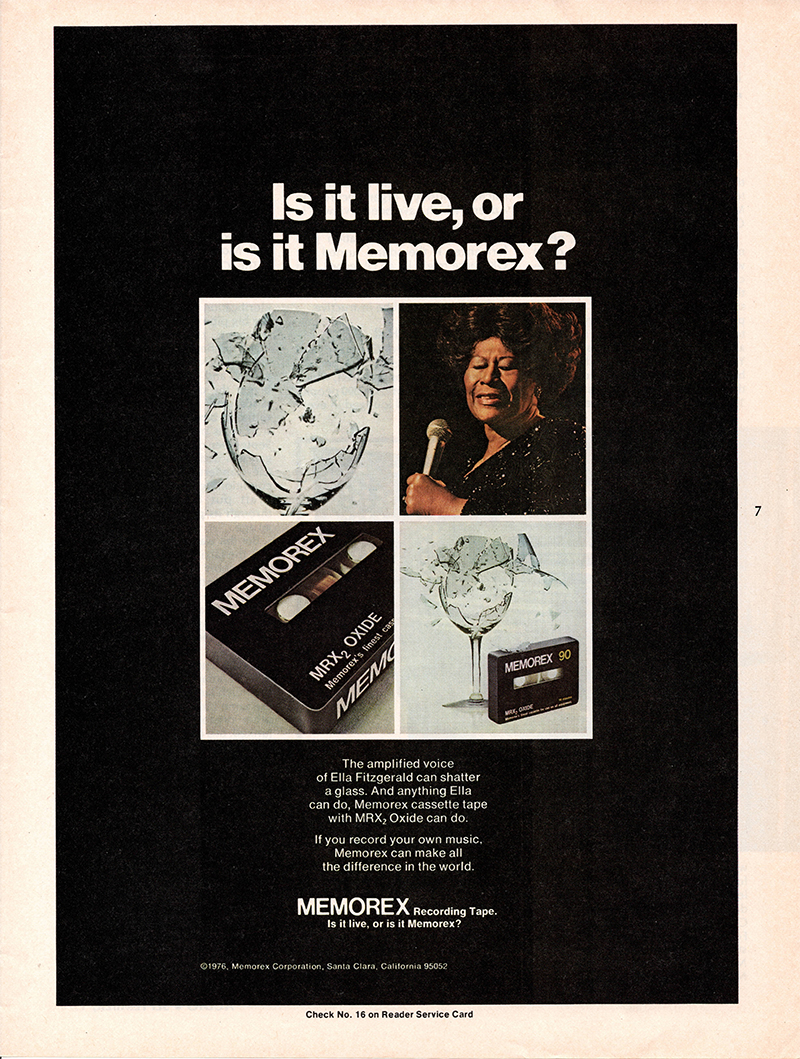 Memorex advertisement in Audio, September 1976