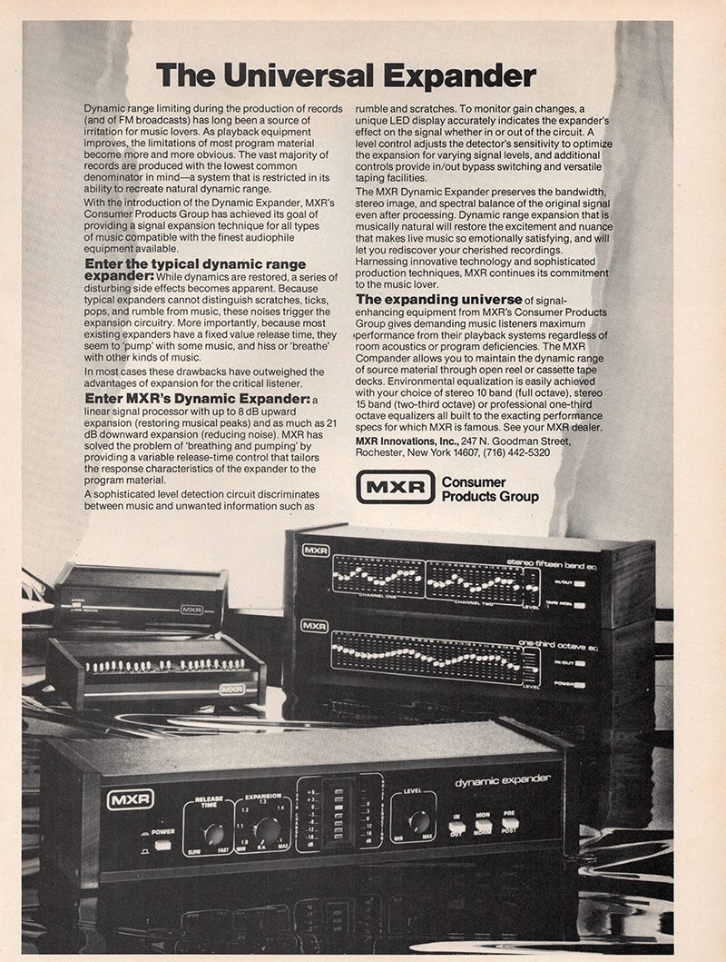 Mxr advertisement in Audio, October 1979