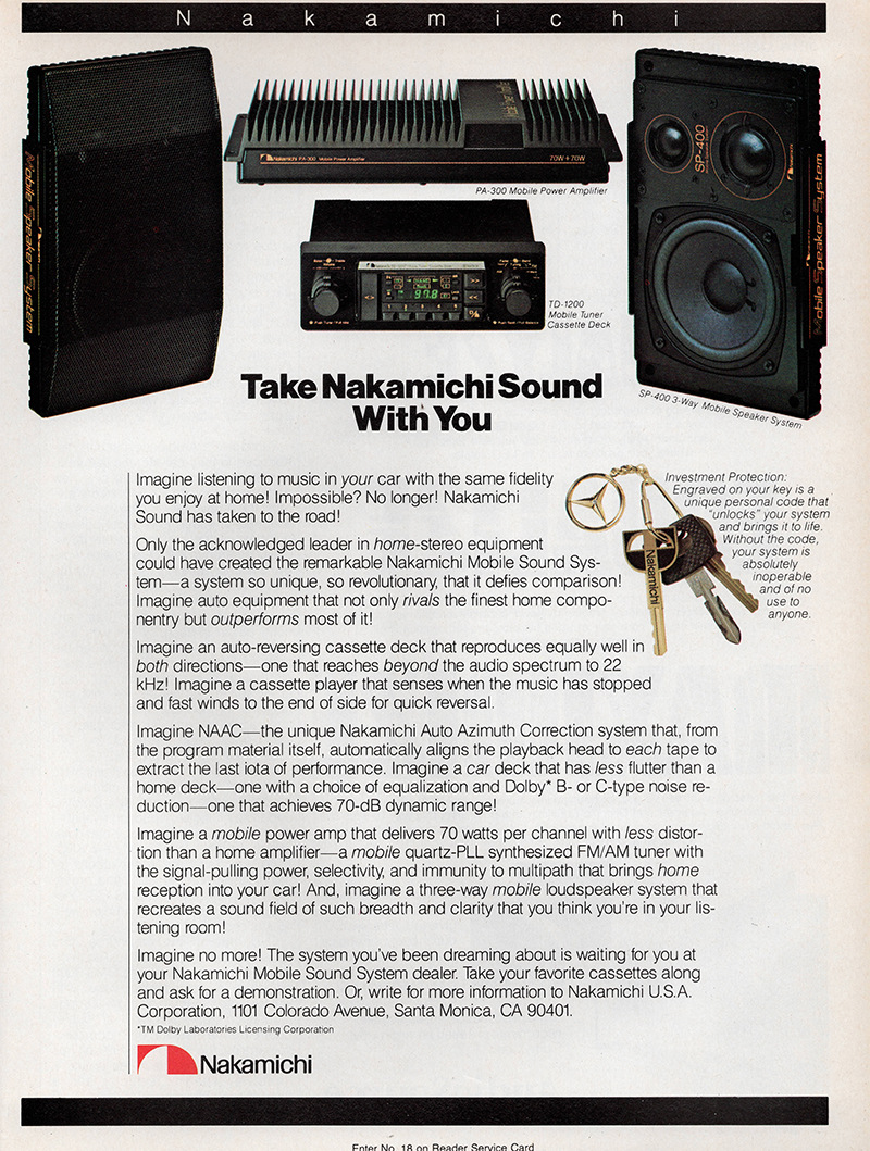 Nakamichi advertisement in Audio, April 1983