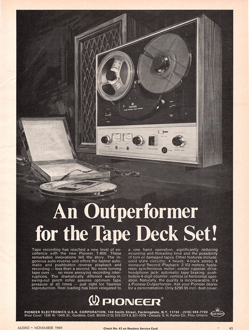 Pioneer advertisement in Audio, November 1969