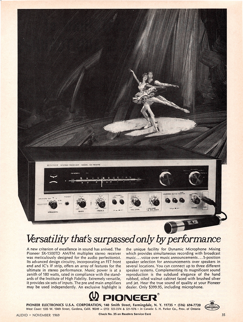 Pioneer advertisement in Audio, November 1969