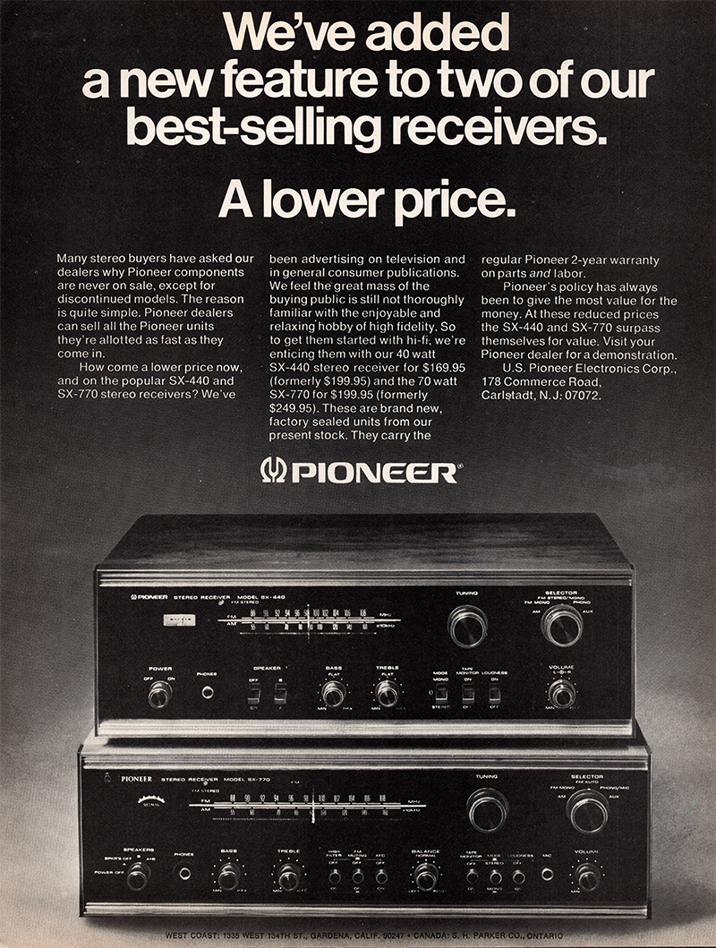 Pioneer advertisement in Audio, May 1971