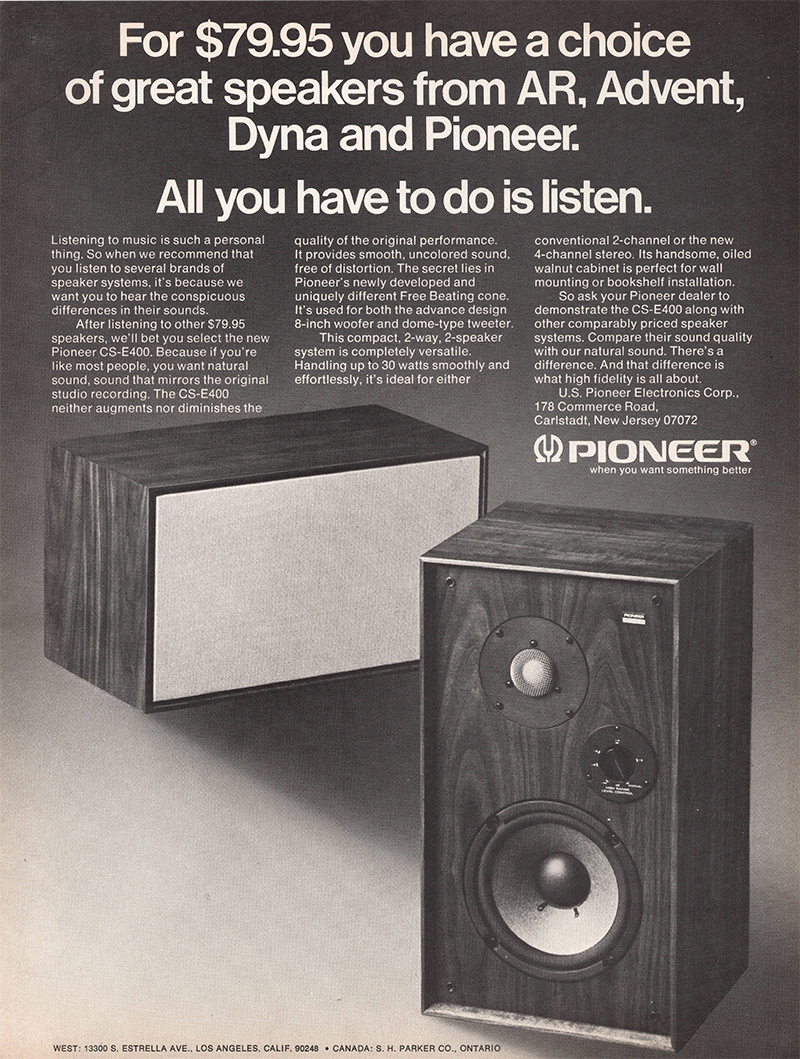 Pioneer advertisement in Audio, October 1971