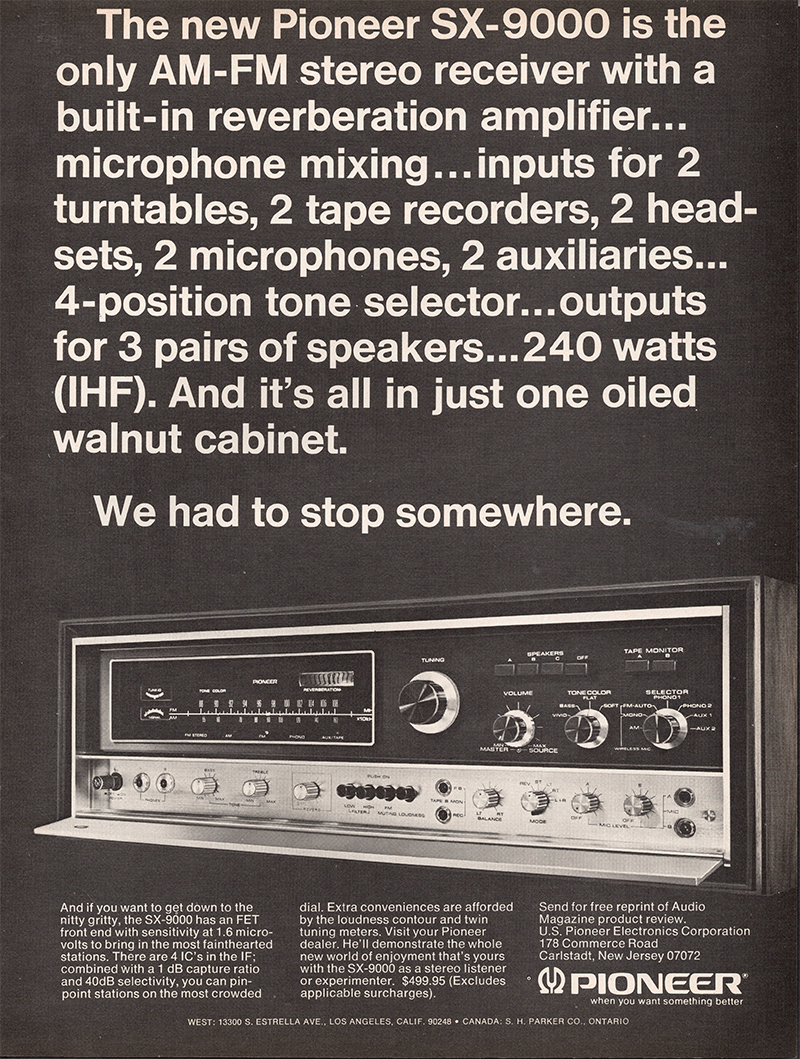 Pioneer advertisement in Audio, November 1971