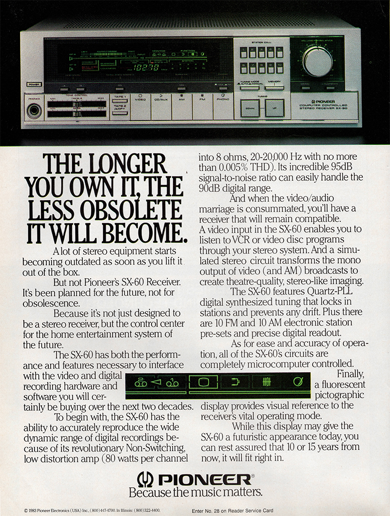 Pioneer advertisement in Audio, December 1983