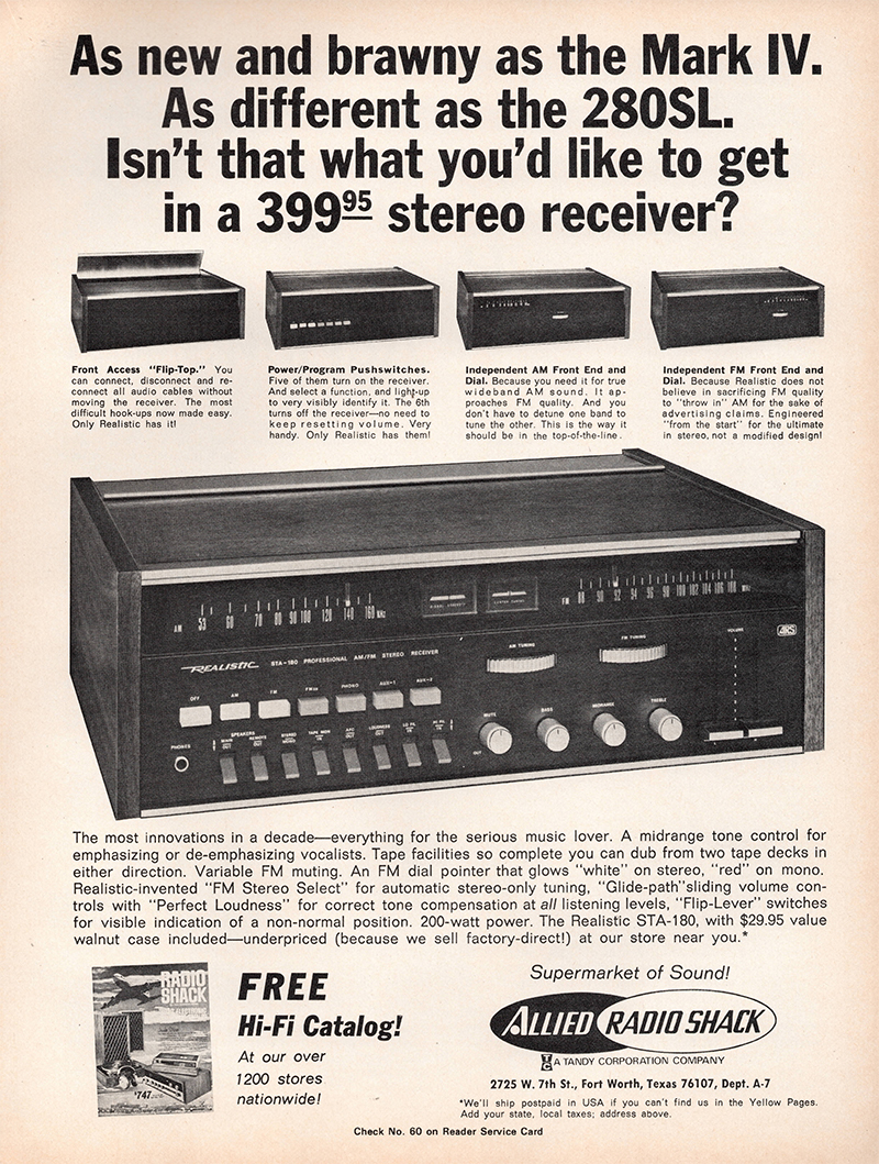 Realistic advertisement in Audio, December 1971