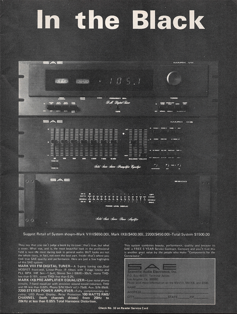 SAE advertisement in Audio, June 1976