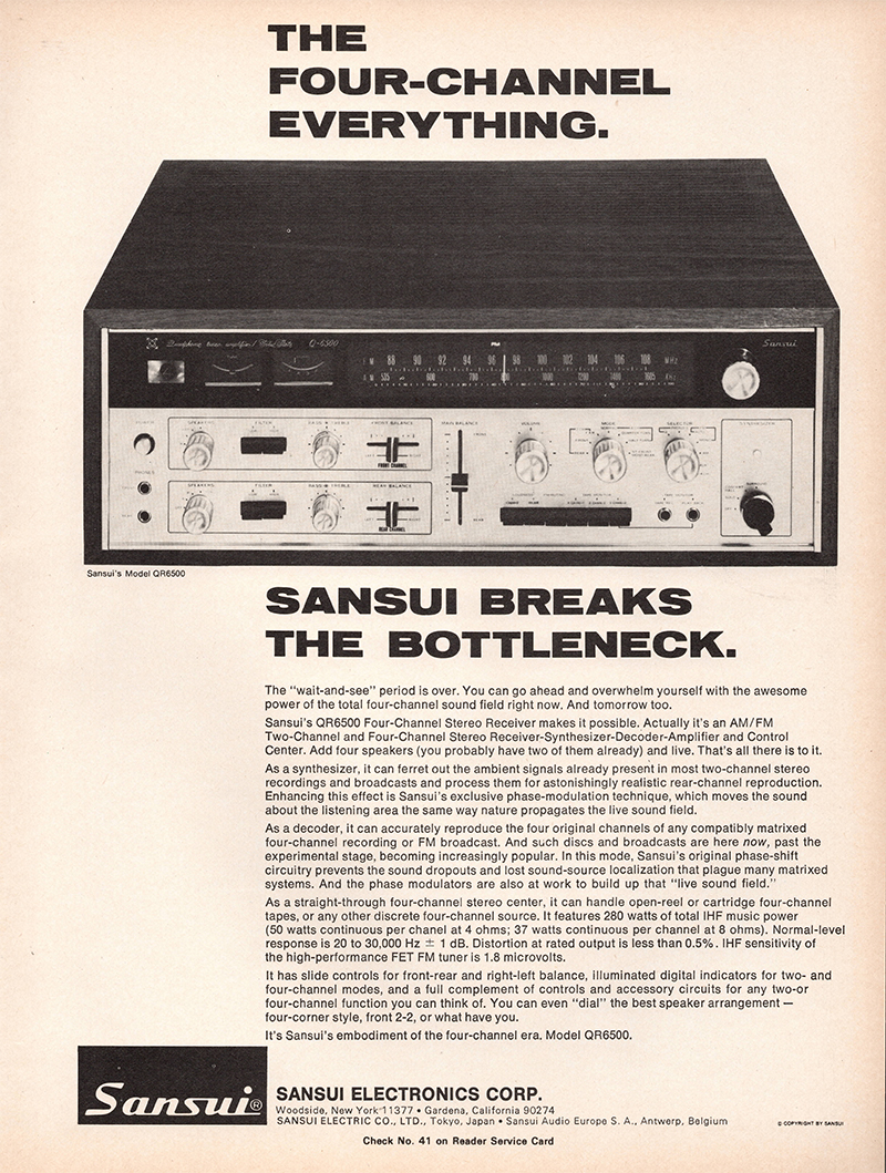 Sansui advertisement in Audio, November 1971