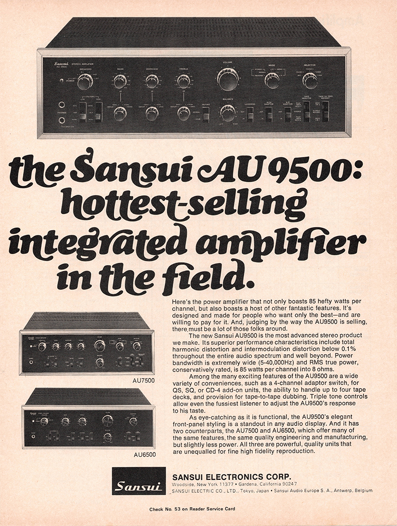 Sansui advertisement in Audio, September 1973