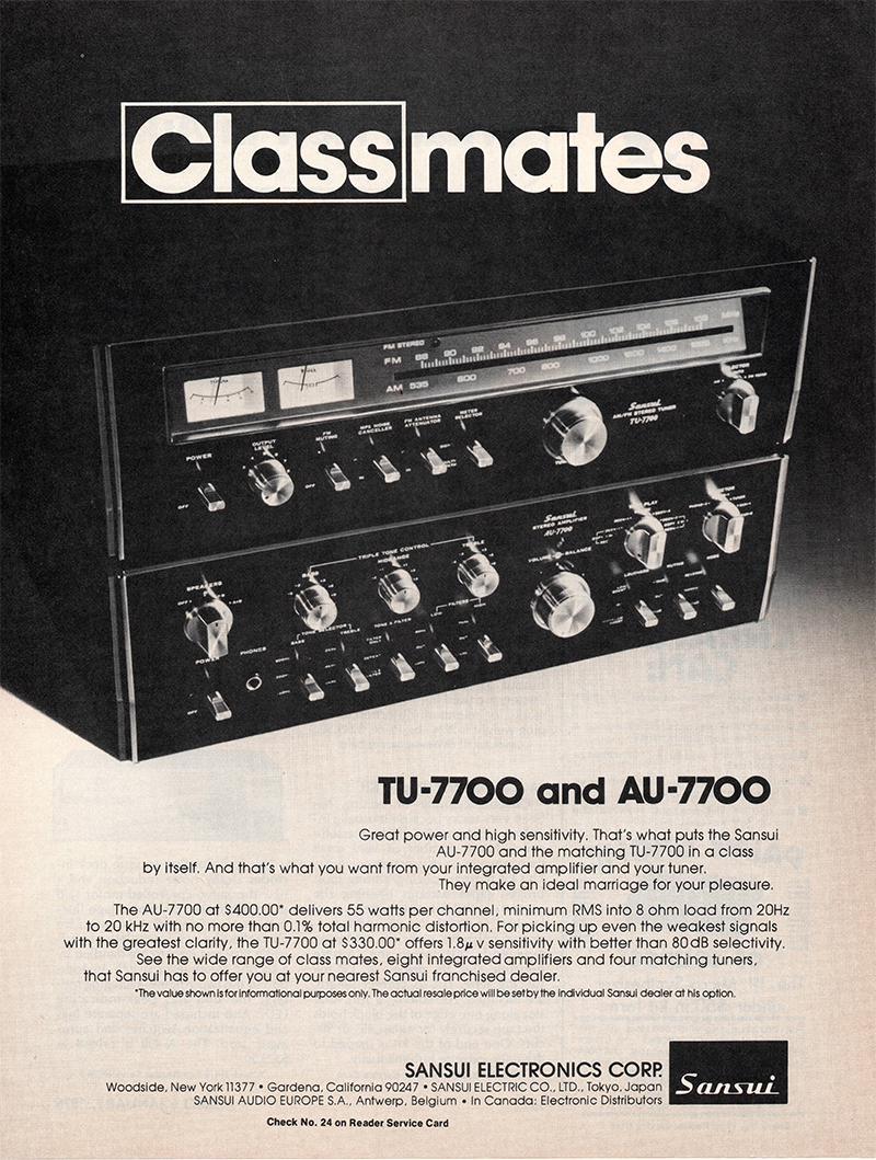 Sansui advertisement in Audio, January 1976