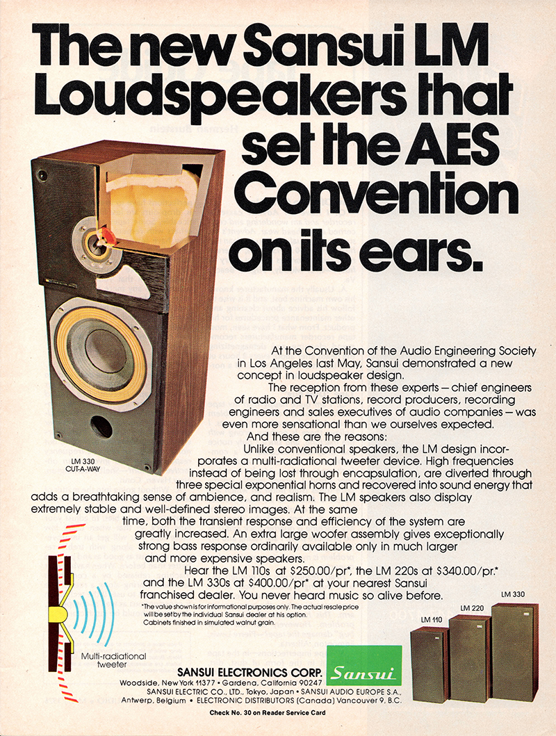 Sansui advertisement in Audio, May 1976