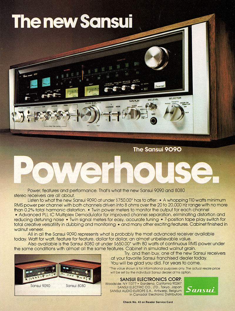 Sansui advertisement in Audio, October 1976