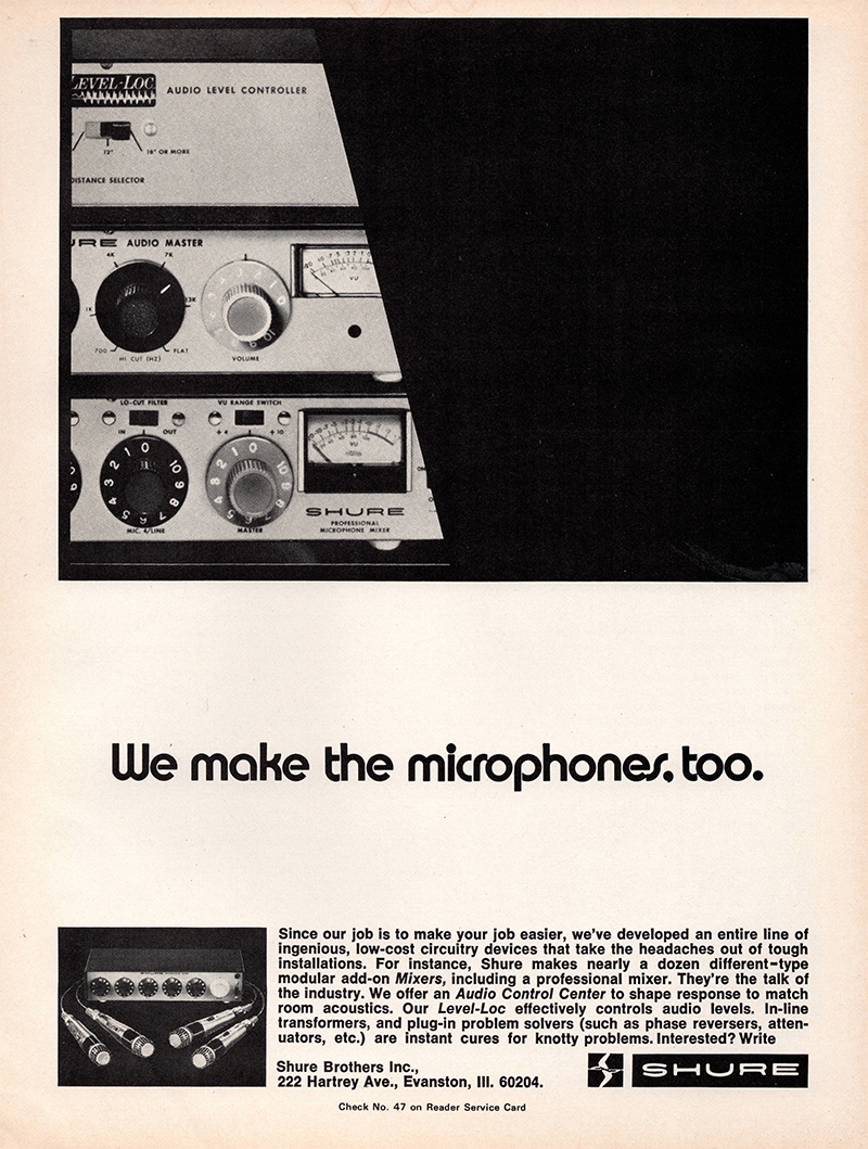 Shure advertisement in Audio, July 1971