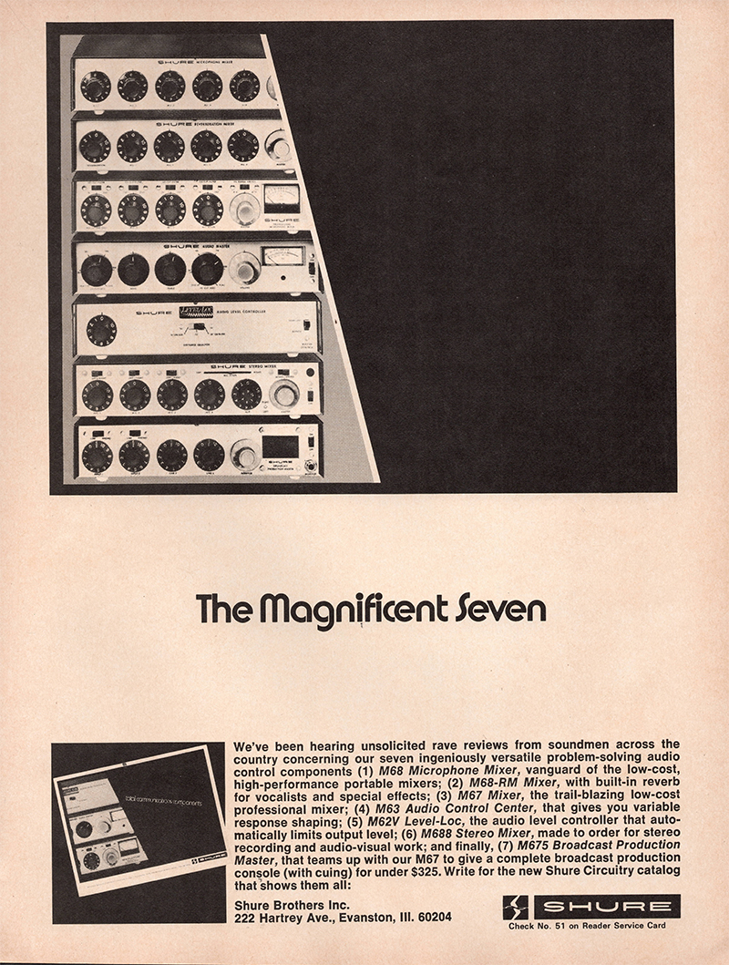 Shure advertisement in Audio, January 1972