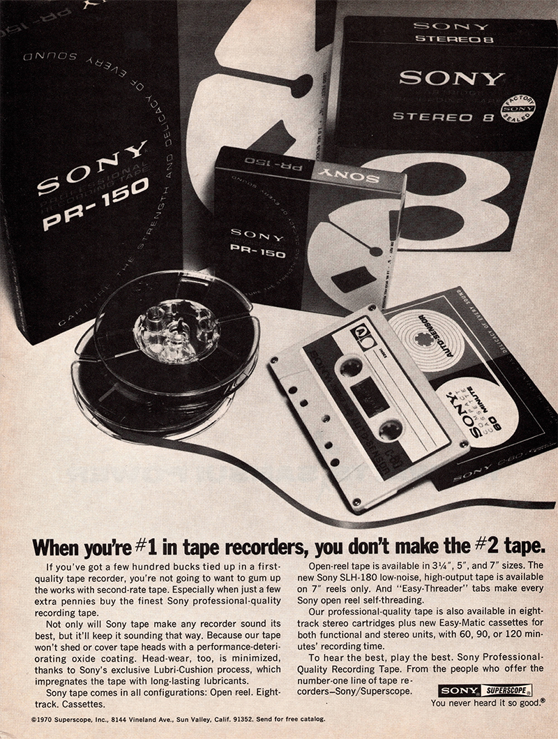 Sony advertisement in Audio, September 1970