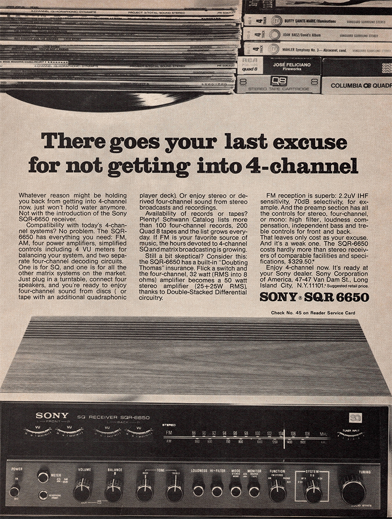 Sony advertisement in Audio, September 1972