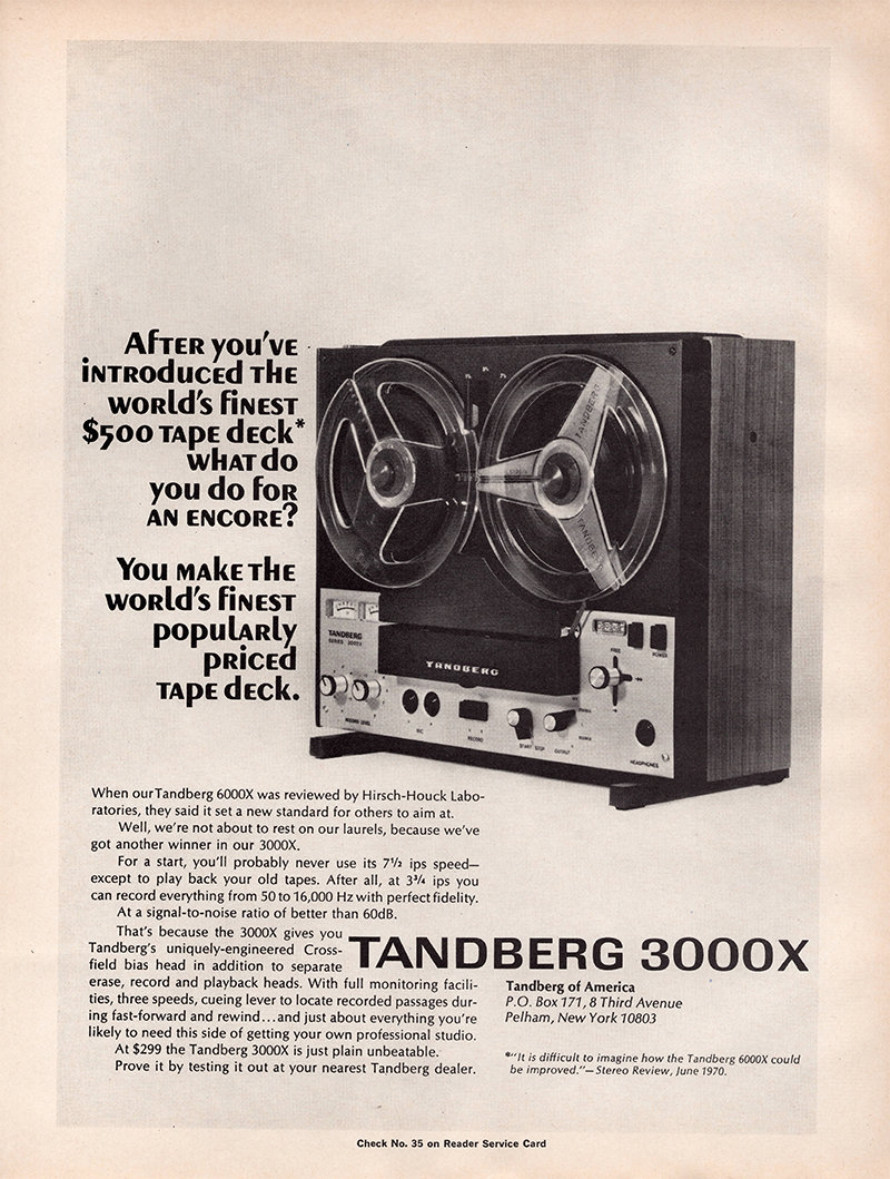 Tandberg advertisement in Audio, October 1970