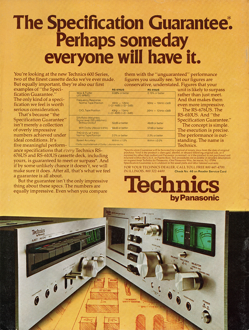 Technics advertisement in Audio, October 1975