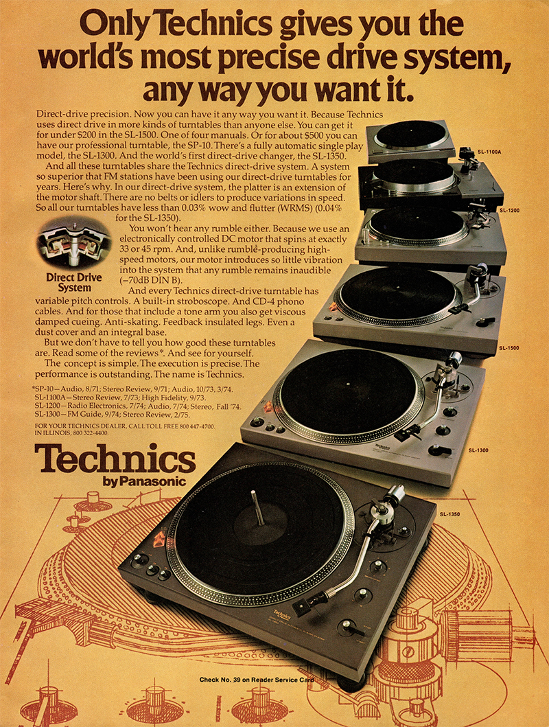 Technics advertisement in Audio, March 1976