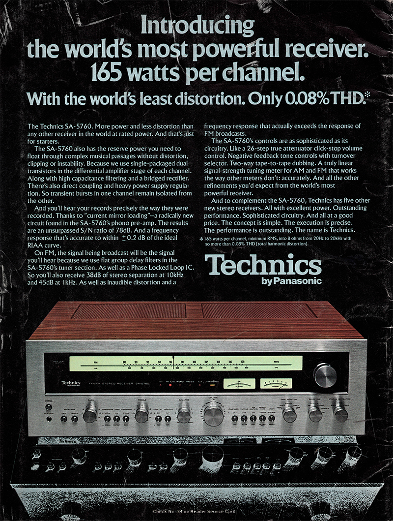Technics advertisement in Audio, August 1976