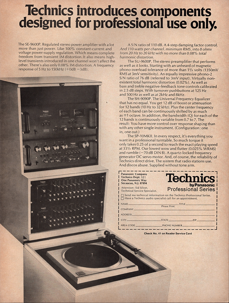 Technics advertisement in Audio, January 1977