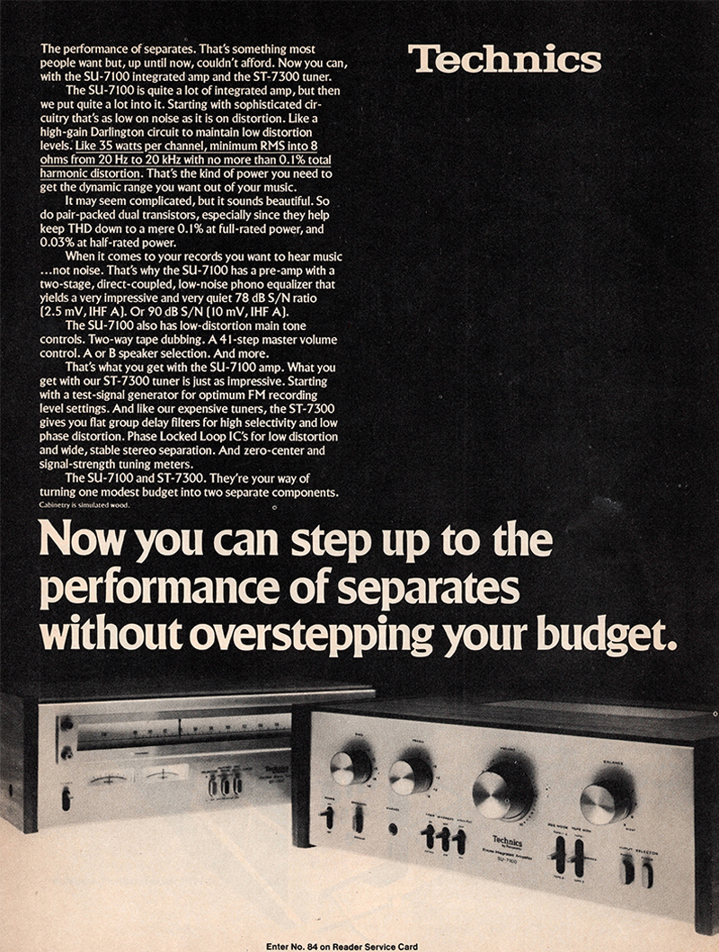 Technics advertisement in Audio, October 1978