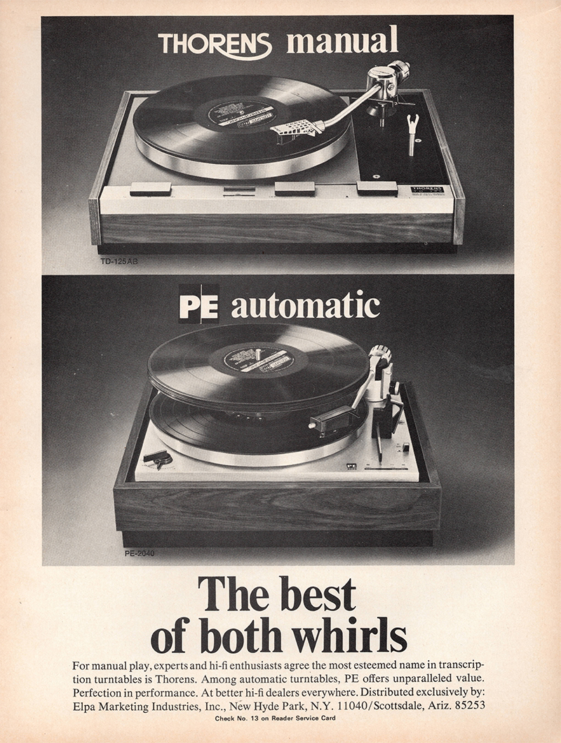 Thorens advertisement in Audio, December 1971